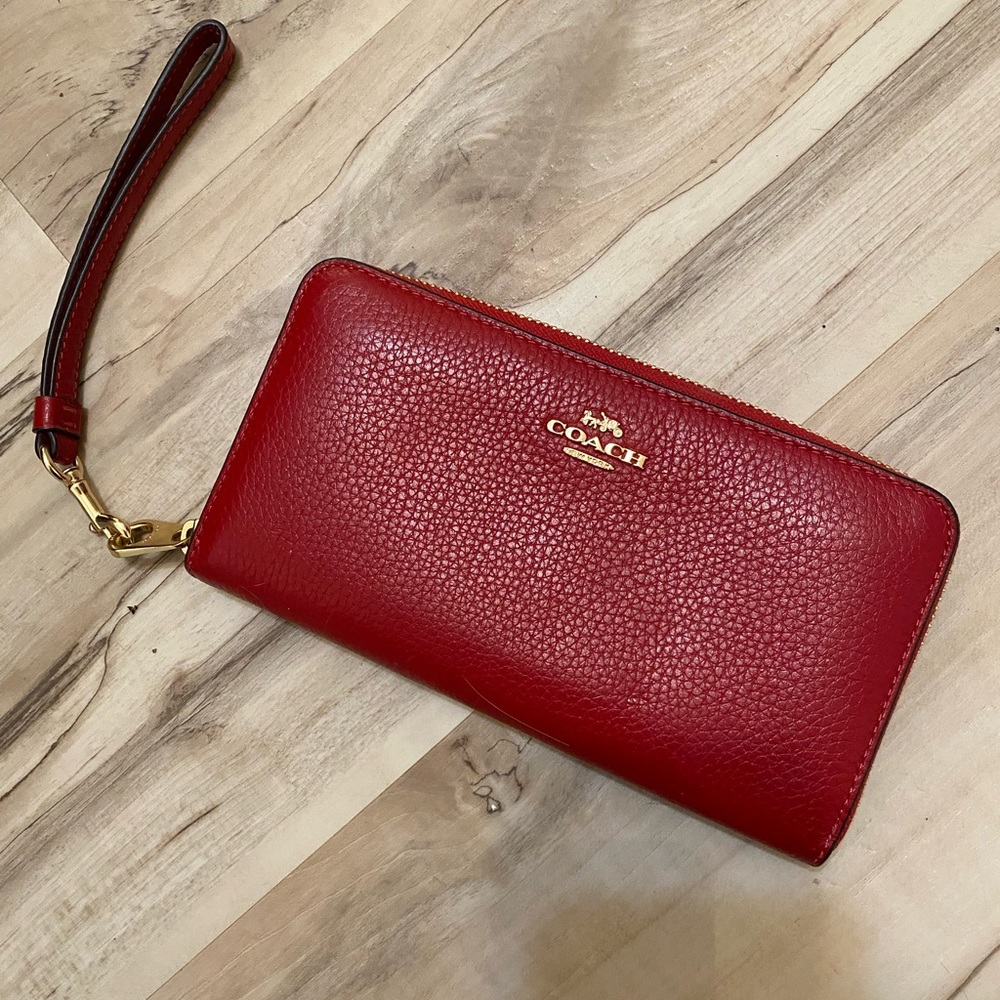 Coach red zip wallet